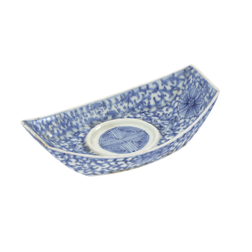 青花船型盏托