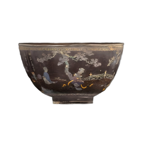 黑漆嵌螺钿人物纹碗