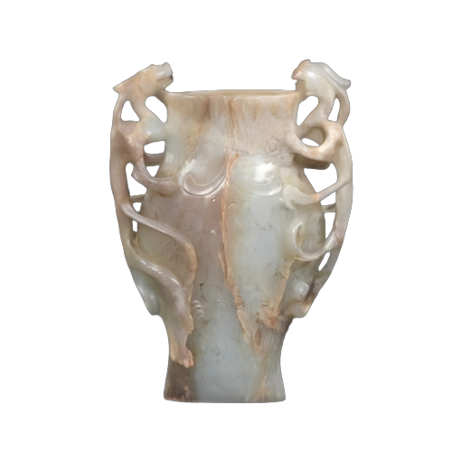 青玉龙凤双鱼瓶