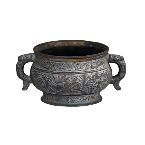 龙凤纹鎏金铜炉