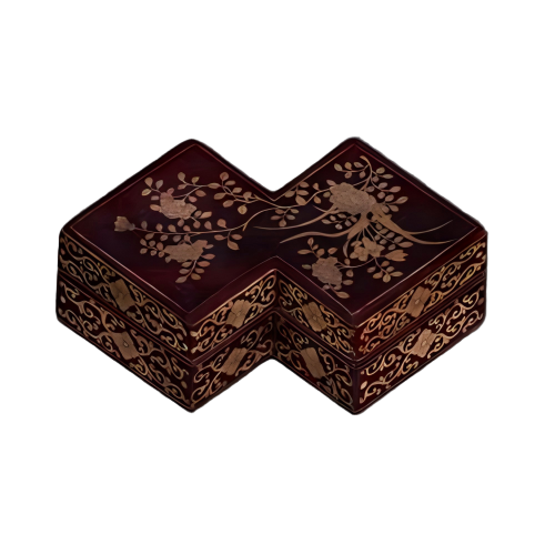 黑漆描金花卉双胜盒