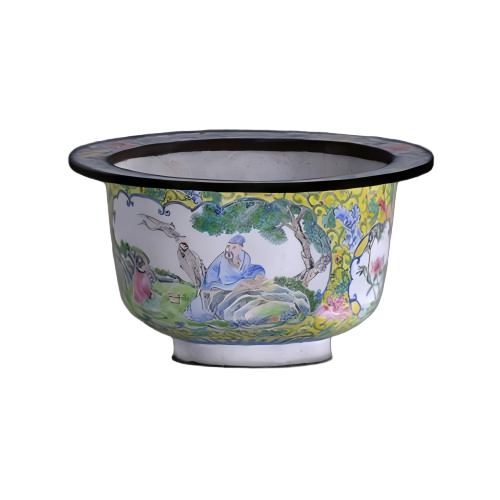 画珐琅开光花纹纹炉